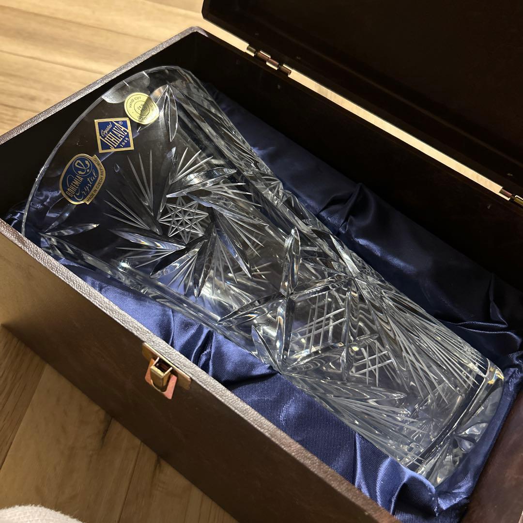 ボヘミアン　クリスタル　花瓶　未使用 ボヘミア 500PKカット フラワーベース 25.5cm 80006-PK-255 : 青山ロゼ